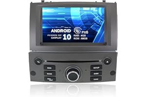 MOOKAKA Android 10.0 Auto Radio 1 DIN Navegación GPS para Peugeot 407 2004-2010 Reproductor Multimedia estéreo para automóvil Pantalla IPS con Carplay, SWC, WiFi, DSP, HDMI, RDS (PX6-64GB)