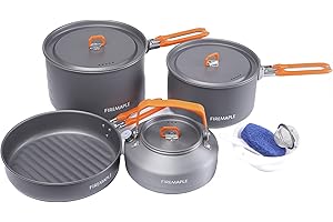 Fire-Maple 12 PCS Pentole Set da Campeggio Utensili da Cucina Outdoor Pentola Bollitore Padella per Picnic Campeggio e Escursione 3-4 Persone