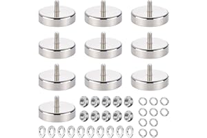 Zyluniy 10 Stück Neodym Magnete Ø 25mm mit M5 Gewinde, Runde Neodym Magnete mit Gewinde, magnet extra stark 20kg Haftkraft Magnetsysteme für Schrauben Öse oder Haken