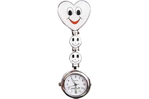 ‎TIGA-MED Schwesternuhr Tigaheart Smiley Design Weiss Clip und Batterie 1 Stück Kitteluhr Krankenschwesteruhr Pflegeruhr Pulsuhr