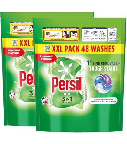 Persil 3-In-1 Washing Capsules, Bio, 40 Washes (Buy 2