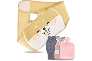 DYDHRER Bolsa de Agua Caliente, Botella de Agua Caliente de 1L - Manguito de Peluche Para la Cintura - Manguito de Vellón para Bolsa Agua Caliente - Guantes, para Todos,Alivio del Dolor Físico