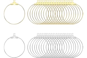 ALEXCRAFT Fabrication Boucle D'Oreille Lot de 100 Créoles Fabrication de Bijoux Kit Boucle D'Oreille A Fabriquer Breloques Creation Bijoux 25 Mm Kit de Fabrication de Boucles D'Oreilles Vrac Or Argent