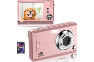 FINE LIFE PRO Aparat cyfrowy, 4K HD 1080p 48 MP, aparat fotograficzny, kompaktowy aparat cyfrowy z kartą SD 32 GB, aparat fotograficzny FHD, aparat cyfrowy z ekranem LCD, zoom cyfrowy 16 x dla początkujących