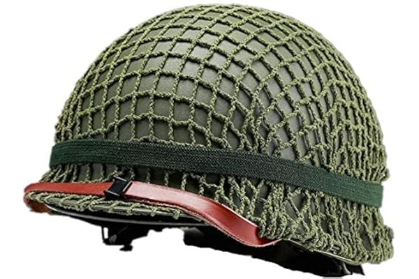 N / A Andra världskriget amerikansk M1 stålhjälm, militärutrustning från andra världskriget replika hjälm med nätsköld