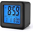 Plumeet Digital Alarm Clock Kids Alarm Clock with Snooze and Nightlight - Easy Setting Silicone Clock Display Time, Date - Loud Alarm Clocks for Bedroom - Battery Powered (Black)