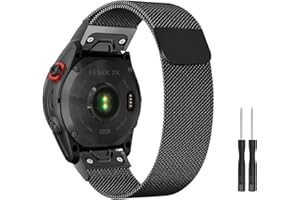 ZoRoll Armband QuickFit 26 mm Kompatibel mit Garmin Fenix 7X/Fenix 6X GPS/Fenix 5X GPS, Edelstahl Ersatzarmband Mesh Metall Uhrenarmband Kompatibel mit Garmin Descent mk1/Descent mk2 - Schwarz
