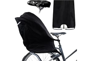 EKOCEV Housse de pluie pour siège enfant de vélo, Tissu Oxford 420D Housse Imperméable Siège Vélo Enfant avec Bandes réfléchissantes, Protection Pluie Velo pour Siege Enfant, contre la pluie, le vent(Noir)