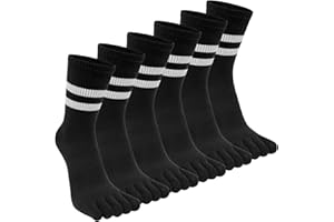 Kevaler Calzini Donna con Righe Calzini Dita Separate Sportive Calze Fantasia in Cotone Colorato Modello Casual Calze per Usura Quotidiana Casuale Yoga Palestra Corsa Scuola Misurare: 35-40/6 Paia