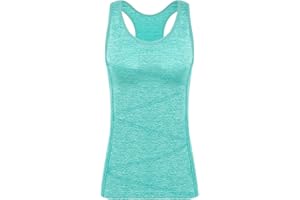 Disbest Sport Tank top Women Yoga top with Breathable Quick-Drying Fabrics and Comfort Seamless Design Integrated Bras for Yoga Training Running Hiking Fitness Casual wear Fluorescent Green