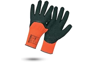 ROSTAING Gants COLDPRO - Paire de gants Chaud de Chantier par Temps Froid - Pour Tous les Travaux abrasifs du BTP et la Construction - Gants de Manutention adapté à la Maçonnerie - Gant Orange et Noir