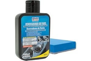 Enerfero Pulir faros coche Kit faros coche Alto brillo y resistente a la abrasión Elimina óxido, amarilleamiento y arañazos de los faros, fácil de usar +180ml Esponja Premium