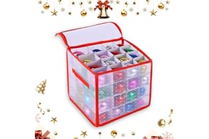Scatola Portaoggetti per Ornamenti Natalizi, dellyy Contenitore Palline Natale, Borsa Palline Albero Natale, Scatola Porta Palle Natale, Contenitore Natale (B, 64 griglie)