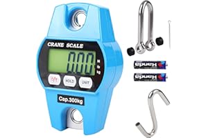Outmate Mini Digital Crane Scale 300kg/600lbs with LED(Plastic Case,Blue)