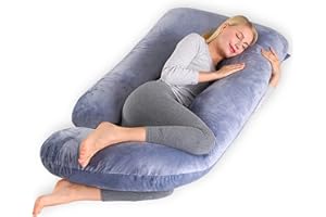 CALIYO Poduszka do karmienia, poduszka ciążowa w kształcie litery J do spania, poduszka do przechowywania, poduszka do spania na boku, ergonomiczny kształt, poduszka ze zdejmowaną poszewką (jasnoszara)