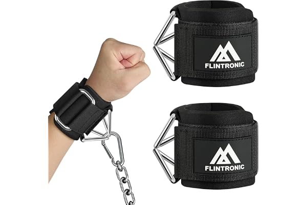 Flintronic 2-pack neopren vadderade handledsremmar, gym handledsmanschetter för kabelmaskin, justerbar krok och ögla och säke
