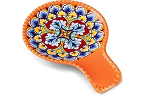 vancasso Porcelain Spoon Rest, 7.7 Inch Cooking Spoon Holder for Kitchen Counter Decor, Spoon Holder for Coffee Spoon Rest, Spoon Cradle, Spatula, Spoons or Tongs, Decorations, Orange