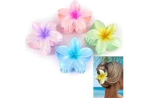 GFORI Neue Perlglanz Hawaii Blumen-Haarklammern,8 cm große Plumeria Blumenklammer, dünnes, dickes, lockiges Haar für Damen, Rutschfeste Hibiskus-Haarklammern, Strandurlaub-Haarschmuck für Damen und Mädchen