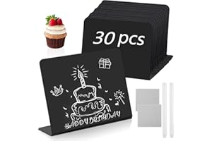 EULUOZIQING 30 Stück Kreidetafel Klein, Mini Tafeln zum Beschriften, L-Form Preisschilder Aufsteller 100x75mm, Kreidetafel Aufsteller für Buffet Schilder Hochzeit Party Tischkarten (Schwarz)