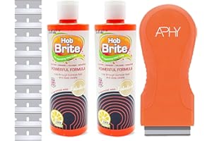 EPISHED Hob Cleaner – Hob Brite 2 x 250ml with Scraper, Glass Ceramic & Induction Hob Cleaning Cream, Non-Abrasive Cooktop Cleaner for Burnt-On Food, Grease & Stains, Shiny Streak-Free Finish