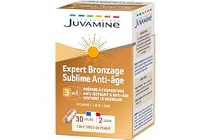 JUVAMINE Expert Bronzage Sublime, Antioxydant et Anti-âge, Prépare à l'Exposition au Soleil, Soutient le Bronzage, Programme 1 mois, 60 gélules d'origine végétale, Fabriqué en France