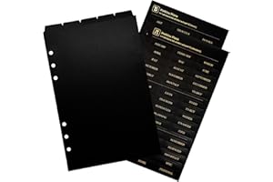 DY.2ten Divisori in Plastica per Raccoglitori ad Anelli A5 - Tab Indice Nero per Quaderni a 6 Fori e Cartelle, Ideali per Scuola e Ufficio，Con Adesivi