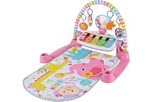 Fisher-Price Baby Play Mat | Deluxe Kick & Play Baby Play Gym for Newborn Baby to 3 Year Olds with Light Up Piano, Toys and Comfy Baby Mats for Floor Play | Playmats & Floor Gyms - Pink, HBB75