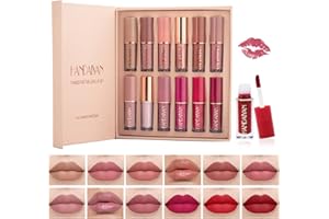 Lishang 12 Pezzi Set Lucidalabbra Liquido Rossetto Lunga Durata Tinta Labbra Lip Gloss Kit Rossetti Matte Opaco Labbra Rosso Brillantini Trousse Trucchi Bellezza Cofanetto Donna Ragazza Regalo