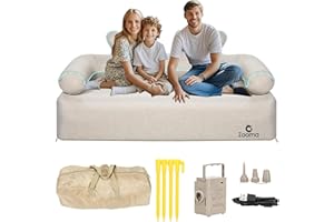 ZOOMA Inflatable Sofa Outdoor Air Couch, Blow Up Couches, LED Inflatable Lounger Air Sofa Portable With Back Armrest for Camping Indoor, Travel, Beach