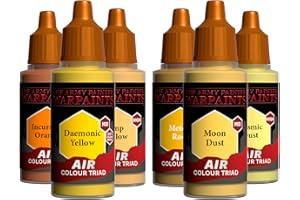 The Army Painter, Airbrush Primary Bundle Yellow, 2 tríadas amarillas con 6 pinturas acrílicas diluidas para aerógrafo de 18 ml - Pintura para un cepillo de aire para miniaturas de D&D y Warhammer
