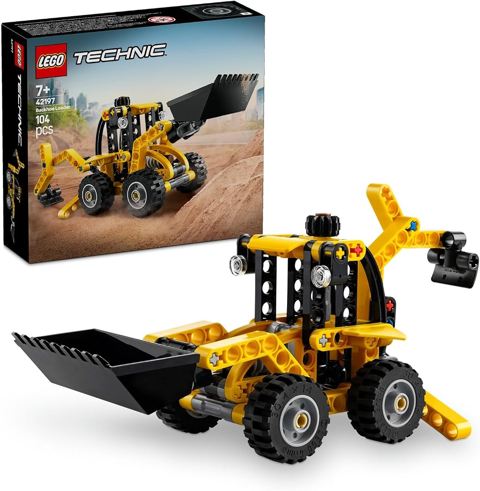 LEGO Technic Kazıcı Yükleyici 42197 | 7 Yaş ve Üzeri Çocuklar için Arka Kazıcı ile Kepçe ve Dengeleyici İçeren Oyuncak Yapım Seti, Hediye Fikri (104 Parça)