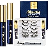 Arishine 5 Pairs Reusable Magnetic Eyelashes and 2 Tubes of Magnetic Eyeliner Kit, Upgraded 3D Magnetic Eyelashes Kit With Tw