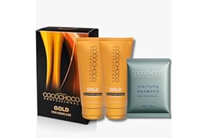 COCOCHOCO Professional Gold Keratyna 200 ml i Szampon Oczyszczający 50 ml - Nie zawiera formaldehydu - Kompleksowa Kuracja Keratynowa do Prostowania Włosów - Do Każdego Rodzaju Włosów