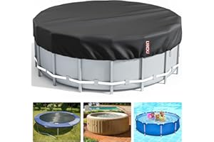 Bâche 4 saisons pour piscine hors sol, Bâche Protection Pour Piscine, Couverture de Extérieur Ronde Spa Baignoire idéale pour garder votre piscine propre (4,5 M, noir)