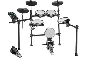 Fame DD-6600 E-Drum Set, Elektronisches Schlagzeug-Set mit 408 Sounds, Dual Zone Snare Pad 10“, Kick Pad 8“, Aux-Eingang, MIDI, Drumsticks, Effekten und Double Bass, E-Schlagzeug, Schwarz