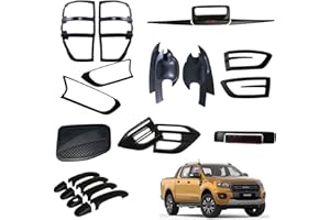 JHCHAN Couvercle de carrosserie de voiture Kit carrosserie pour Ranger 2015-2022 T7 T8 Wildtrak XL XLT Tremor Limited Platinum Ranger Raptor et garde de miroir de feu arrière