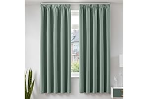TOPICK Sage Green Blackout Thermal Curtains for Living Room 72 Drop Pair, Room Darkening Pencil Pleat Window Treatments for Bedroom, Soundproof Curtains & Drapes for Nursery, W66 x L72 Inch