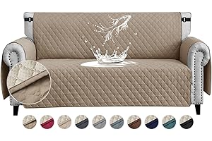 FIGOOO Funda de Sofá Impermeable 2 Plazas Antideslizante con Correas Elásticas Protector para Sofá Acolchado para Mascotas Perros Gatos,Caqui