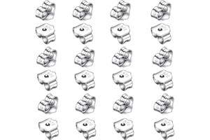 BABBBLISIO 24 PCS Earring Backs Silver Earring Backs, Earring Backs Silver Earring Backs Clutches, Sterling Silver Earring Backs Earring Butterfly Backs, Butterfly Earring Backs for Studs Earring Backs Locking