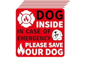 BOXOB 6 Pack Pet Alert Safety Fire Rescue Sticker, 3.5x3.5 Inch Waterproof Strong Adhesive Dog Inside Sticker in Case of Emergency Pets Decal for Home Window Door Fireman Pet Finder