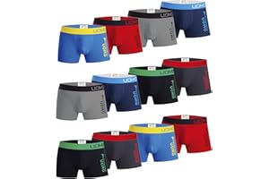 Channo Pack de 12 Calzoncillos Boxer y Slips Lisos para niños, Fabricados en algodón.