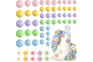 Bouiexye 61 decorazioni per torte in stile bohémien, mini palloncini, retrò, hippie, margherite, in acrilico, per feste di compleanno, matrimoni, baby shower (colore chiaro)
