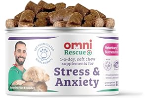 Omni Dog Anxiety Relief Supplement - Dragons’ Den Winners, One-a-Day Supplements for Dogs, Aids Stress and Anxiety with L-Tryptophan L-Theanine for Calming, 30 Servings, Small Dog 0-15Kg