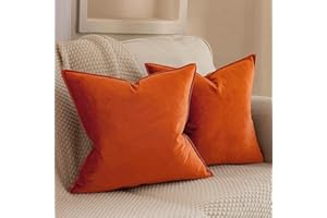 VAKADO Cushion Covers Velvet Decorative Autumn Pillow Covers With Fringe Decor Soft Square Cozy Solid Color Cushion Cases Home for Bed Bedroom Couch Car Sofa Set of 2 Burnt Orange,45x45