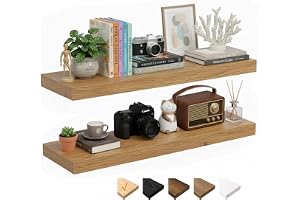 RICHER HOUSE Ek vägghyllor, 80 x 23,5 x 3,8 cm, väggskiva, MDF-trä, set om 2