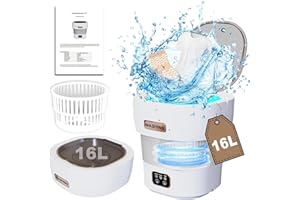 OMCCHK Portable Mini Waschmaschine Mit Schleuder - 16L Camping Waschmaschine Mini Washing Machine Faltbare, Tragbare Waschmaschine Camping Kleine Waschmaschine, Reise grau(Ultra-Reinigung)