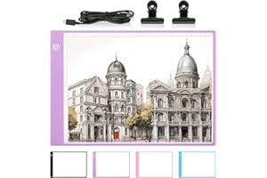 Damcyer LED Tavoletta Luminosa A4, Lavagna Luminosa per Disegnare, Light Board Acrilico con Luminosità Regolabile, Ultrasottile Lavagna Luminosa per Pittura Diamante, Animazione, Progettazione, Viola
