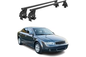 OMAC Barres de Toit transversales Menabo Compatible avec Audi A4 B6 B7 Berline 2001-2008 Noir