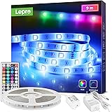 Lepro Striscia LED RGB 9 Metri, SMD 5050 24V Strisce LED Autoadesiva con Telecomando a 44 Tasti, 20 Colori e 8 Modalità Dimme