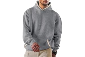 JMIERR Hoodie Herren Pullover mit Taschen 2025 Winter Warm Langarm Kordelzug Sweatshirt Männer Baumwolle Kapuzenpullover